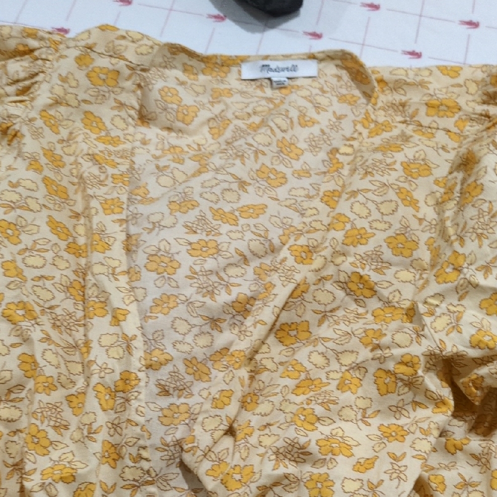 Madewell Cream and Yellow Floral Blouse
